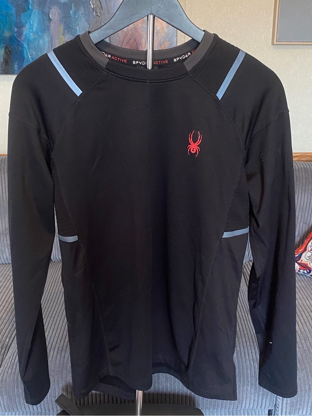 Spyder Black Active Compression Shirt with Red Logo Accents